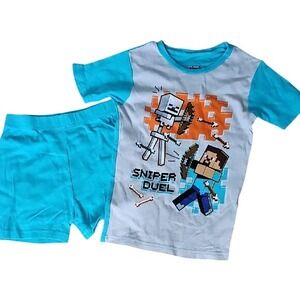 Minecraft Size 10 Boys 2 Piece Shorts and Tee 100% Cotton Summer Pj Set
